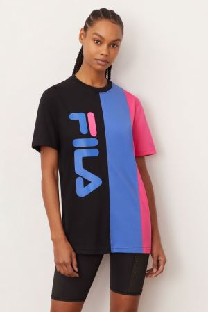 FILA Cassa Tee Shirts Black,Womens Clothing | CA.NMJZWF694